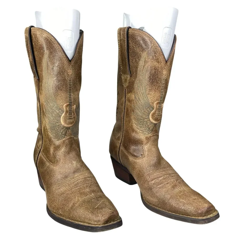 Durango Men’s Gambler Flying Guitar Brown Leather Cowboy Boot Size US 9